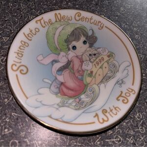 Vintage 1999 Precious Moments Sliding Into The New Century Mini 4” Plate Only